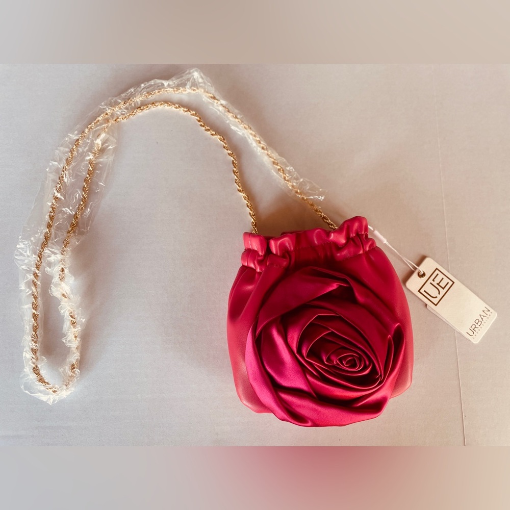 Beautiful Elegant Pretty Classy Cute Stylish Pink Rose Clutch Shoulder Bag Purse